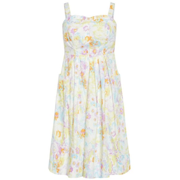 NWT City Chic White Floral Sweetheart Pleat Front Midi Dress 24 - Picture 5 of 12